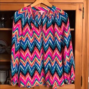 💯 silk Lilly Pulitzer long sleeve blouse
